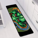Japanese Oni Demon With Snake Print Long Kitchen Mat