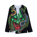 Japanese Oni Demon With Snake Print Long Sleeve Short Coat