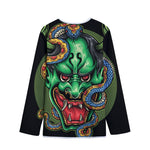 Japanese Oni Demon With Snake Print Long Sleeve Short Coat