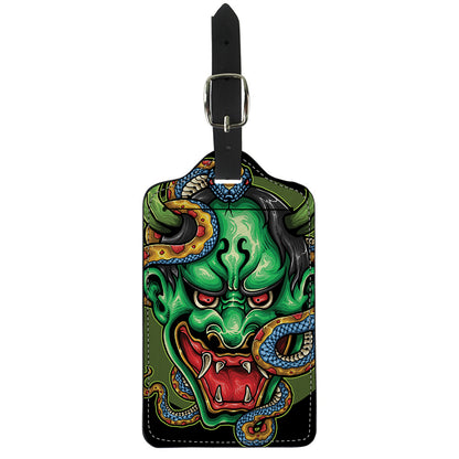 Japanese Oni Demon With Snake Print Luggage Tag
