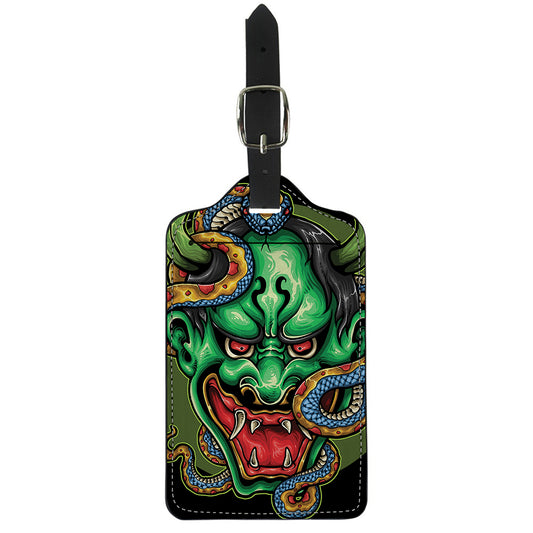 Japanese Oni Demon With Snake Print Luggage Tag