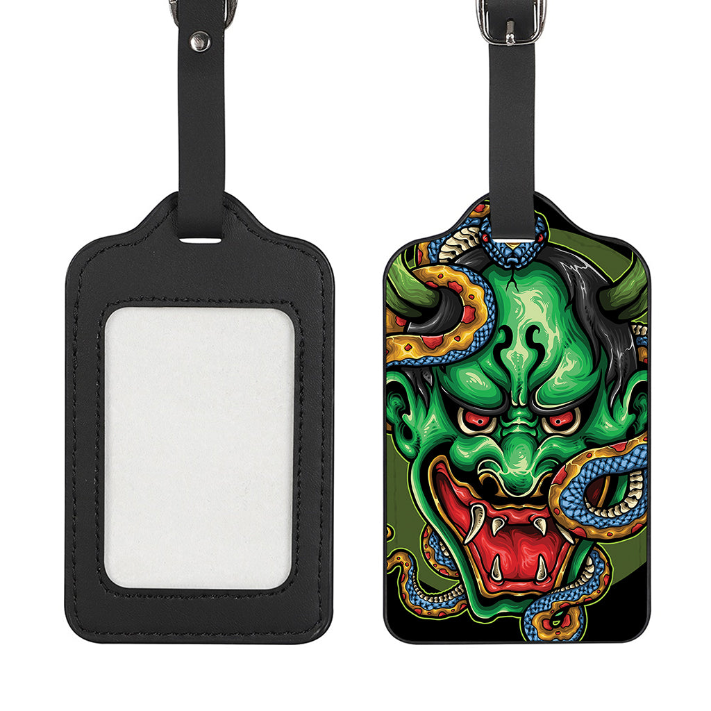 Japanese Oni Demon With Snake Print Luggage Tag