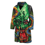 Japanese Oni Demon With Snake Print Men's Bathrobe