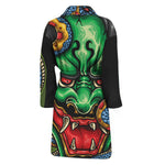 Japanese Oni Demon With Snake Print Men's Bathrobe