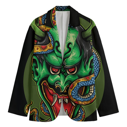 Japanese Oni Demon With Snake Print Men's Blazer