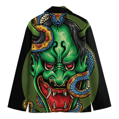 Japanese Oni Demon With Snake Print Men's Blazer