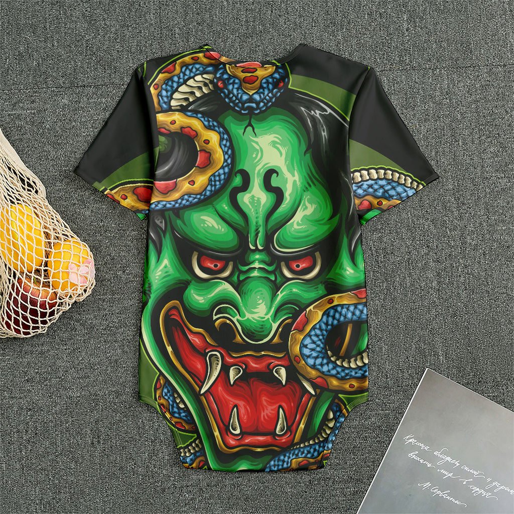 Japanese Oni Demon With Snake Print Men's Bodysuit
