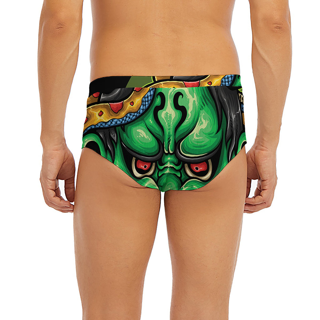 Japanese Oni Demon With Snake Print Men's Briefs