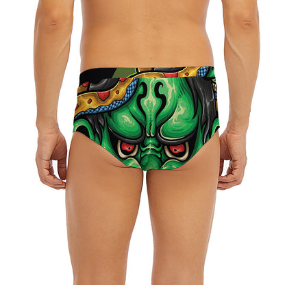 Japanese Oni Demon With Snake Print Men's Briefs
