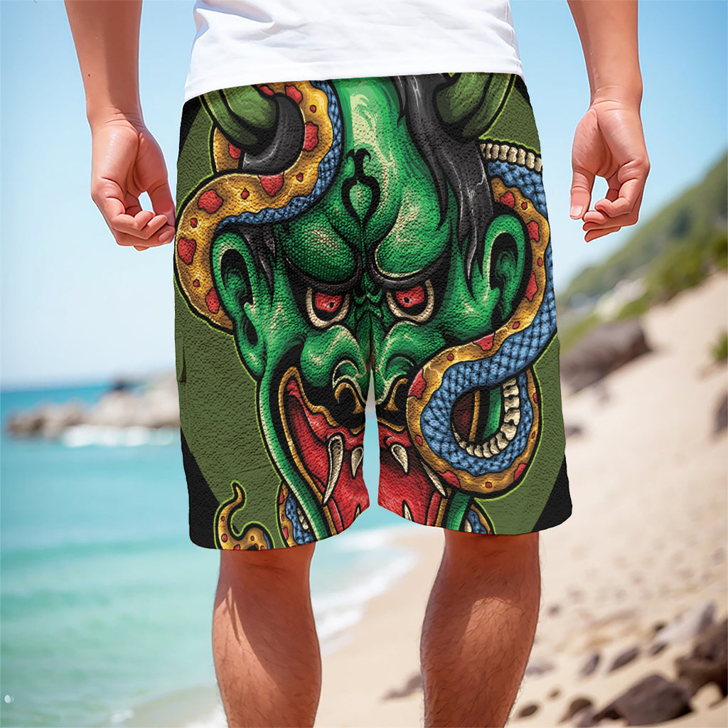 Japanese Oni Demon With Snake Print Men's Cargo Shorts