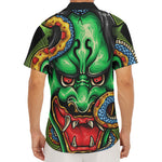 Japanese Oni Demon With Snake Print Men's Deep V-Neck Shirt