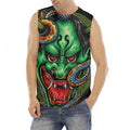Japanese Oni Demon With Snake Print Men's Fitness Tank Top