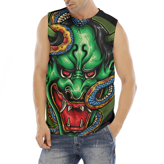 Japanese Oni Demon With Snake Print Men's Fitness Tank Top