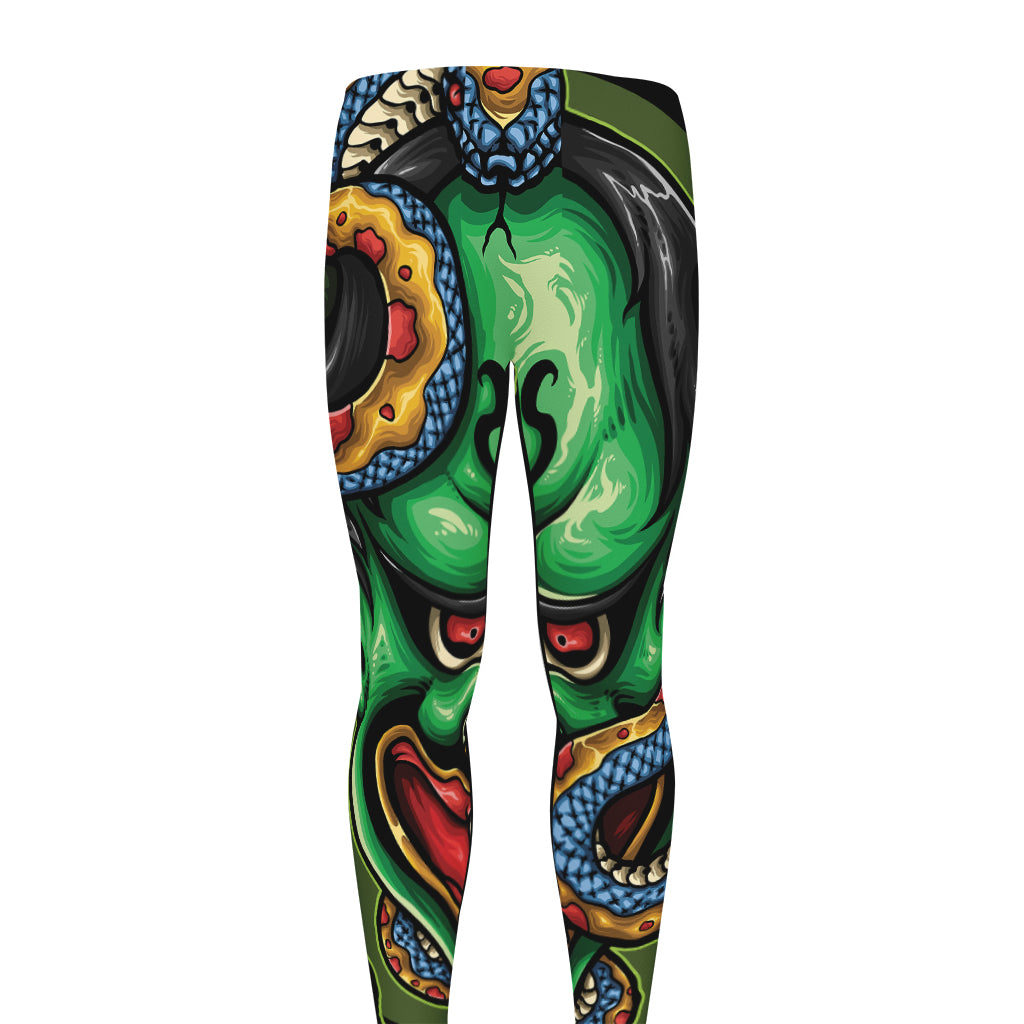 Japanese Oni Demon With Snake Print Men's leggings