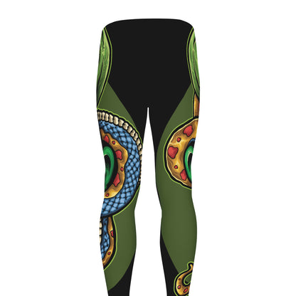 Japanese Oni Demon With Snake Print Men's leggings