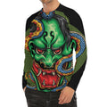 Japanese Oni Demon With Snake Print Men's Long Sleeve Rash Guard