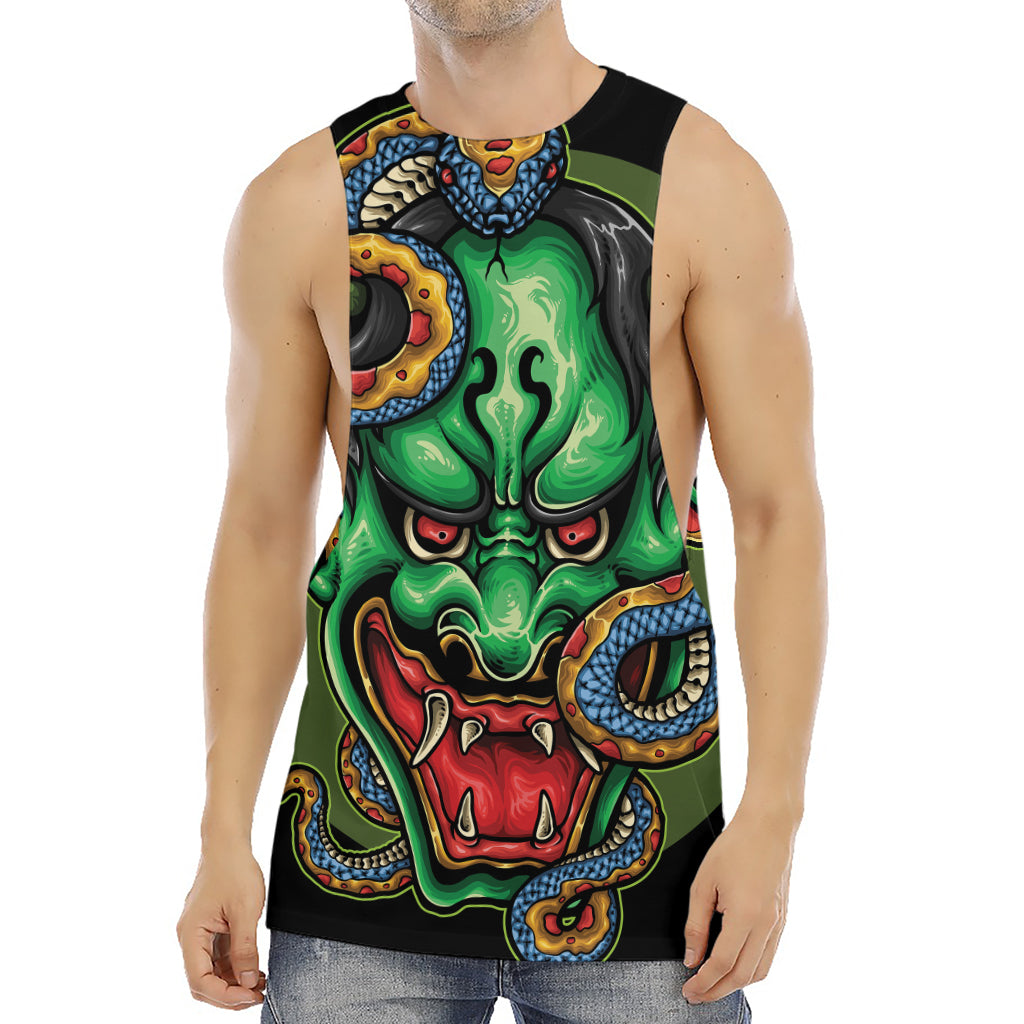 Japanese Oni Demon With Snake Print Men's Muscle Tank Top