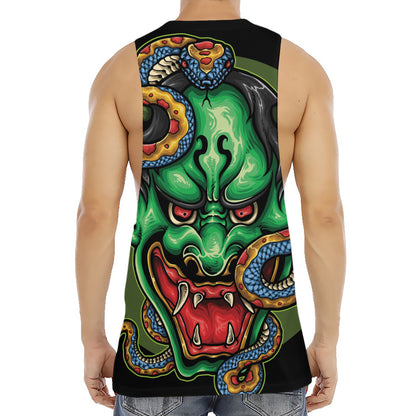 Japanese Oni Demon With Snake Print Men's Muscle Tank Top