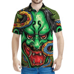 Japanese Oni Demon With Snake Print Men's Polo Shirt