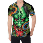 Japanese Oni Demon With Snake Print Men's Shirt