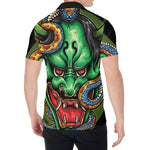Japanese Oni Demon With Snake Print Men's Shirt