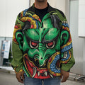 Japanese Oni Demon With Snake Print Men's Shirt Jacket