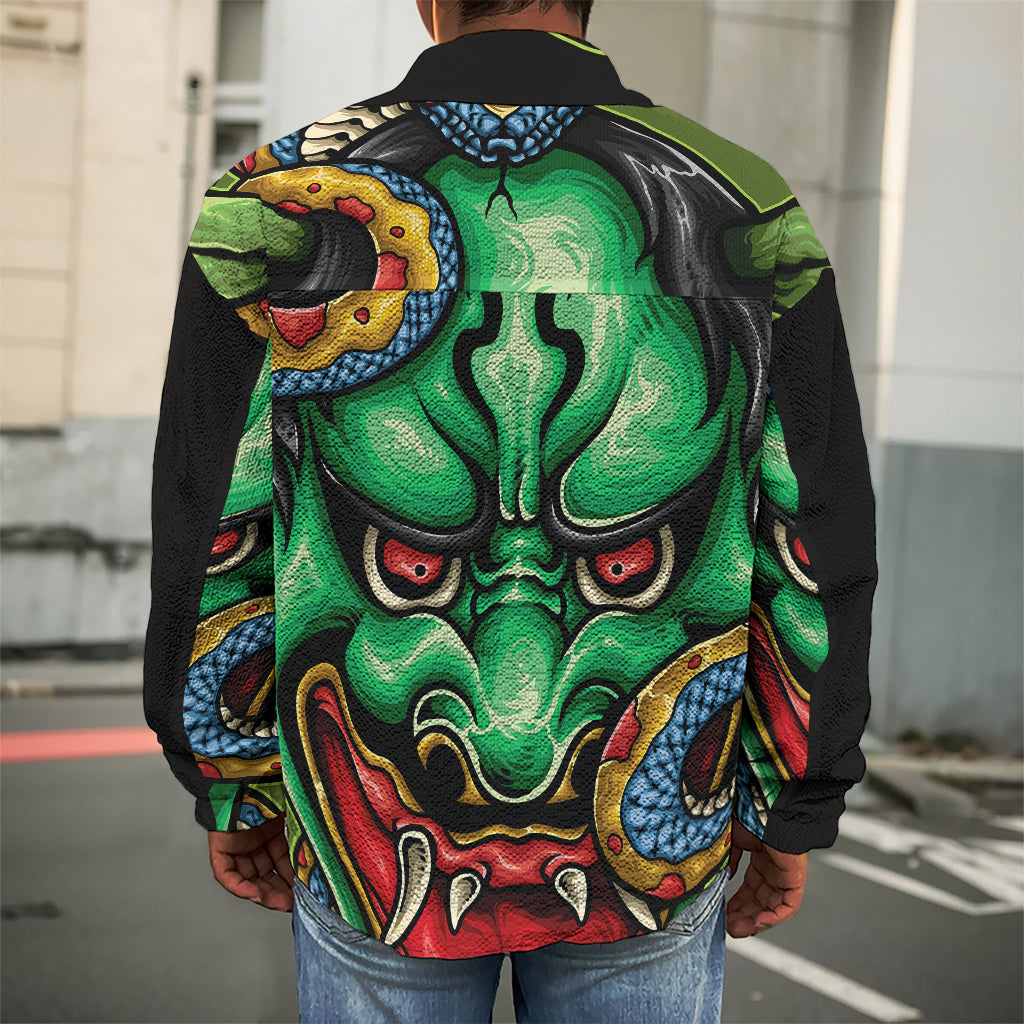 Japanese Oni Demon With Snake Print Men's Shirt Jacket