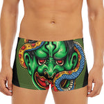 Japanese Oni Demon With Snake Print Men's Short Boxer Briefs