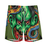Japanese Oni Demon With Snake Print Men's Sports Shorts