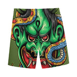 Japanese Oni Demon With Snake Print Men's Sports Shorts