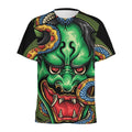 Japanese Oni Demon With Snake Print Men's Athletic T-Shirt