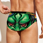 Japanese Oni Demon With Snake Print Men's Swim Briefs