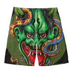 Japanese Oni Demon With Snake Print Men's Swim Trunks