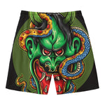 Japanese Oni Demon With Snake Print Men's Swim Trunks