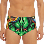 Japanese Oni Demon With Snake Print Men's Triangle Swim Briefs
