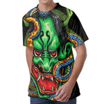 Japanese Oni Demon With Snake Print Men's Velvet T-Shirt