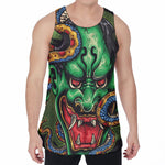 Japanese Oni Demon With Snake Print Men's Velvet Tank Top