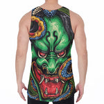 Japanese Oni Demon With Snake Print Men's Velvet Tank Top