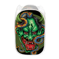 Japanese Oni Demon With Snake Print Mesh Laundry Hamper