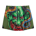 Japanese Oni Demon With Snake Print Mesh Shorts