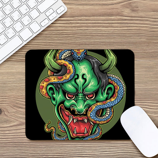 Japanese Oni Demon With Snake Print Mouse Pad