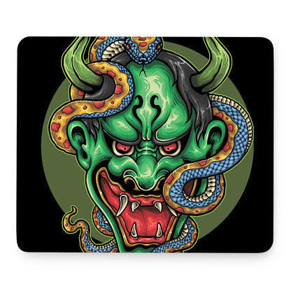 Japanese Oni Demon With Snake Print Mouse Pad