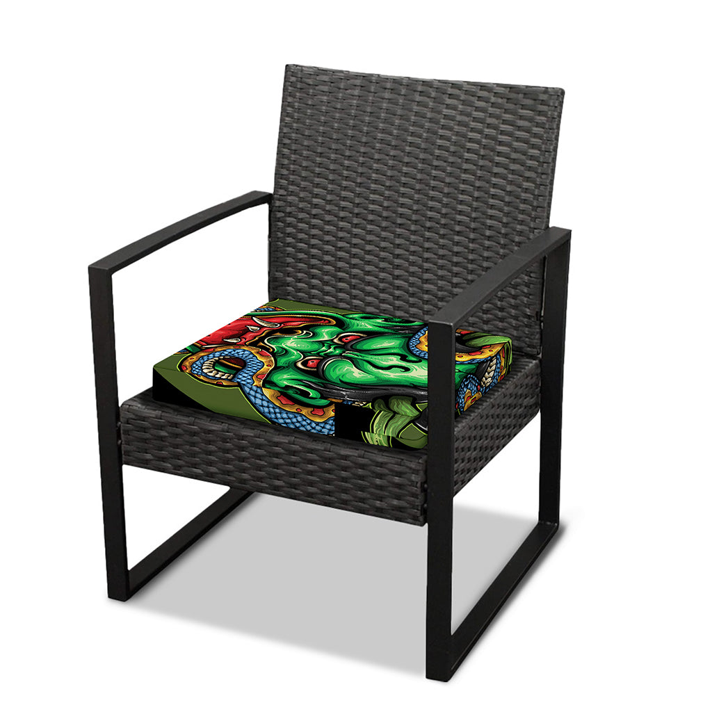 Japanese Oni Demon With Snake Print Outdoor Seat Cushion Cover