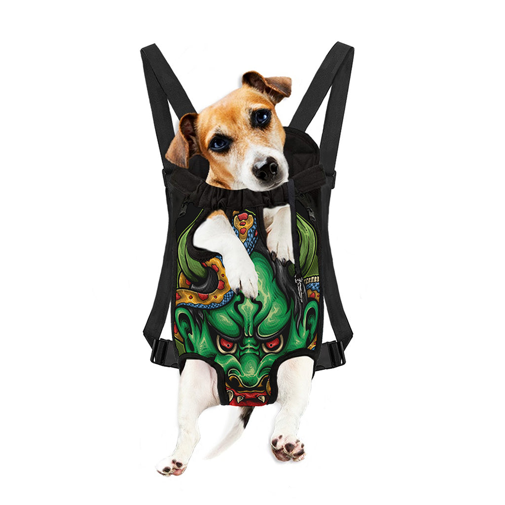 Japanese Oni Demon With Snake Print Pet Carrier Backpack