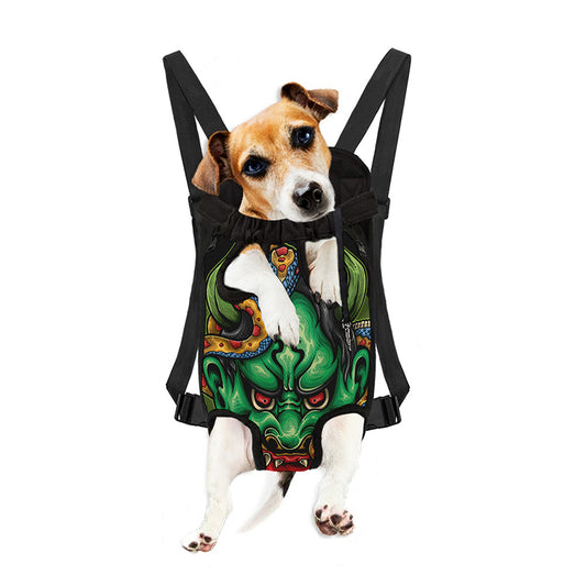Japanese Oni Demon With Snake Print Pet Carrier Backpack