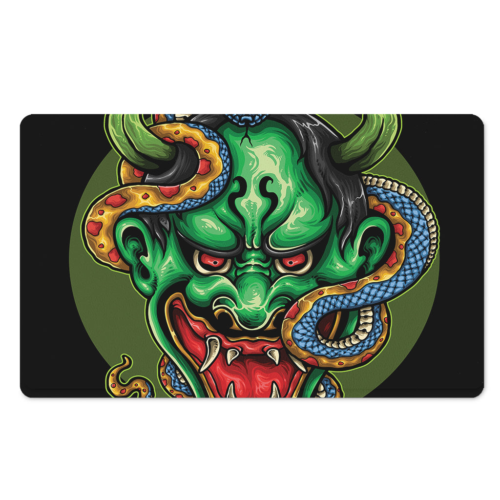 Japanese Oni Demon With Snake Print Polyester Doormat