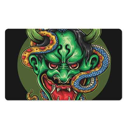 Japanese Oni Demon With Snake Print Polyester Doormat