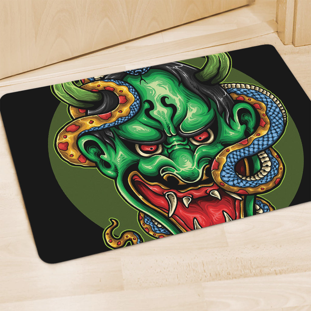 Japanese Oni Demon With Snake Print Polyester Doormat