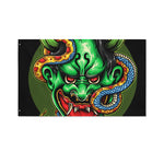 Japanese Oni Demon With Snake Print Polyester Flag