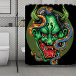 Japanese Oni Demon With Snake Print Polyester Shower Curtain